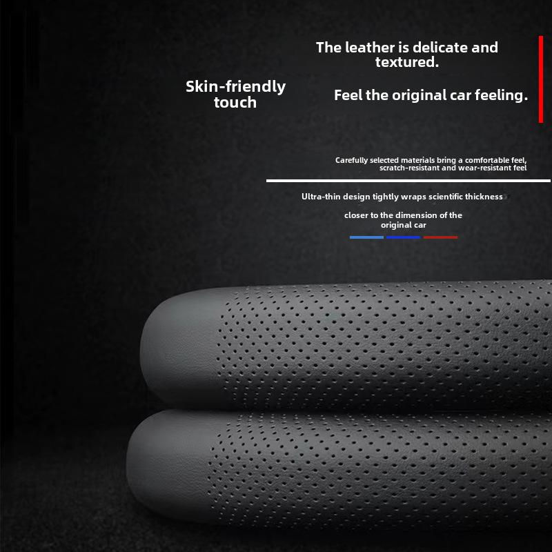 Universal Lenkradbezug aus schwarzem Nappa-Leder, rutschfest und atmungsaktiv, 15 Zoll/38 cm.