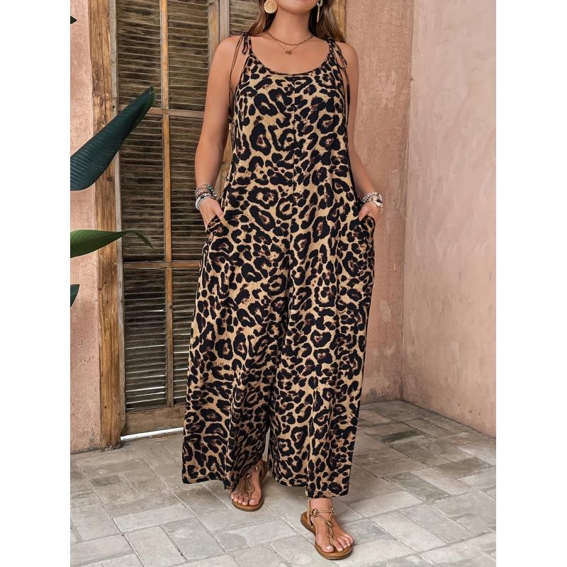 Leopard Print Camisole Jumpsuit - V 63216 XL разноцветный