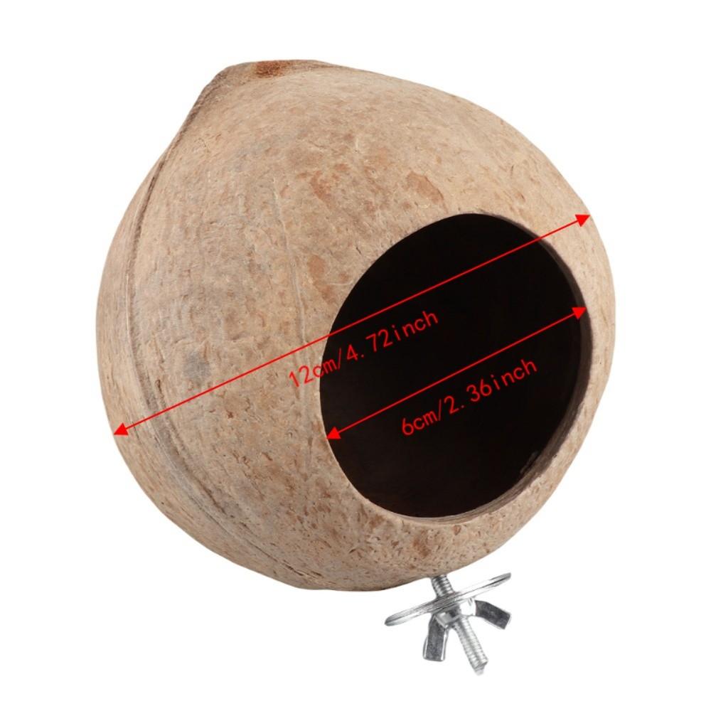 Coconut Shell Pet Birdhouses Round Entrance 6cm Sanded Finish Small Animal House Smooth Surface Enclosed Design Hamster House