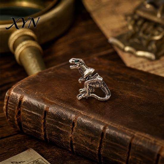 Non-fading Alloy Jewelry Piercing Earring, 3D Tyrannosaurus Rex Design Stud Earring Daily Wear Retro Distressed Dinosaur for Street Style Gift