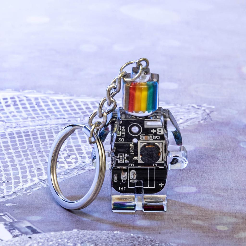 Portachiavi Elettronico a Forma di Robot Portachiavi Colore Arcobaleno Catena Multi-Funzionale per Telefono Accessori Borse Portafogli per Donne Ragazze