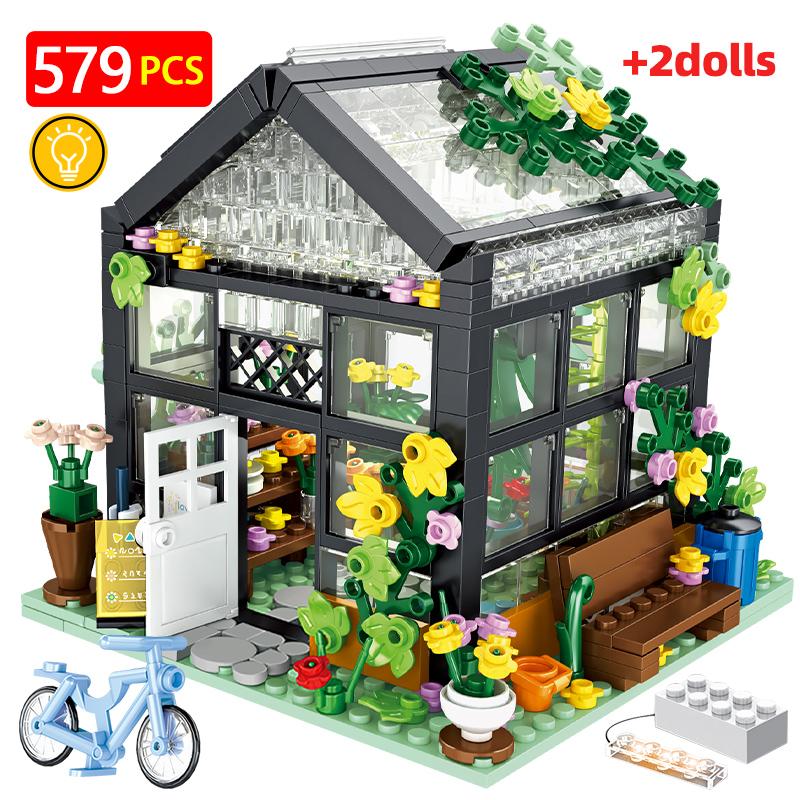 City Street View Building Blocks Set DIY Brick Flower Coffee Shop MOC Camping Tent Model Architecture Figures Toys for Kids Gift