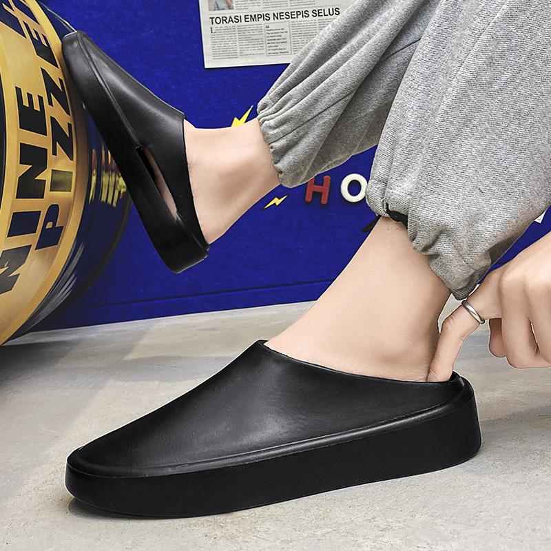 Papuci de casă respirabili pentru bărbați, șlapi, pantofi de plajă pentru bărbați, vară, modă nouă, cool, exterior, jumătate de papuci pentru bărbați, papuci ușori și confortabili