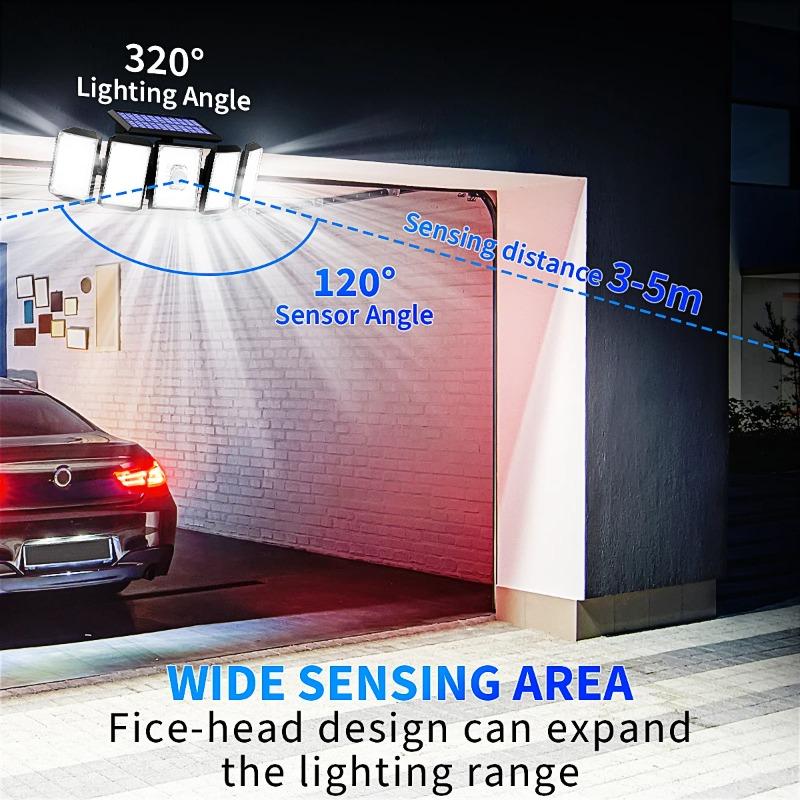 Solar Lights for Outdoor Use with Motion Sensor, 300 LEDs Super Bright with Remote, 3 Modes IP65 Waterproof for Garden