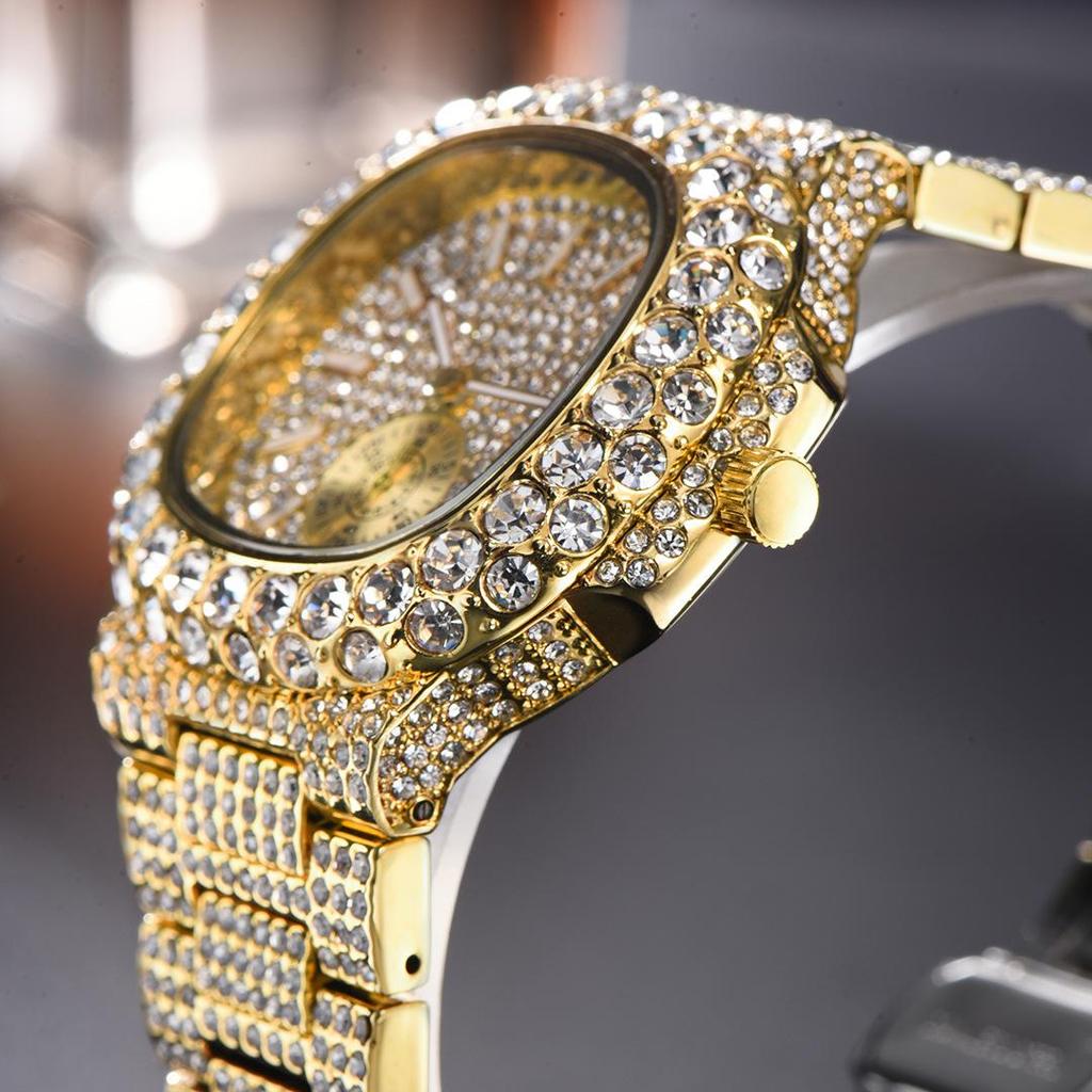 Fashion Iced Out Watches Men Luxury Full Diamond Automatic Date Clock Steel Waterproof Watch Male