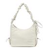 Niche design drawstring pleated bag solid color light and cute versatile shoulder bag