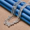 Elegant 925 Sterling Silver Delicate Multi-Layer Frosted Bead Necklace for Women, Fashionable Party Gift, Wedding Jewelry