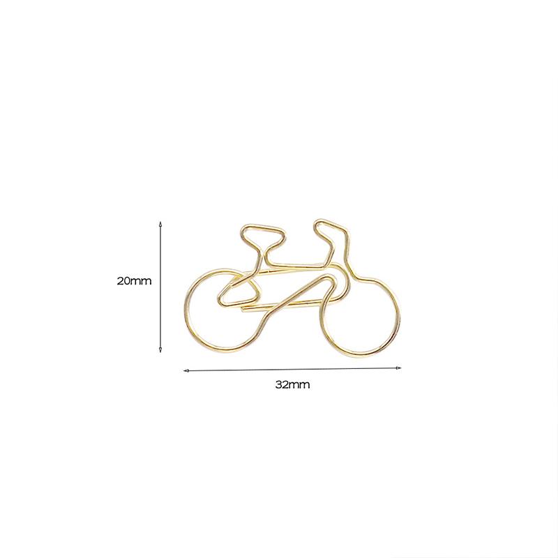 100pc Creative Imitation Gold Bicycle Paper Clip Office Stationery Paper Clip Shaped Metal Bicycle Paper Clip