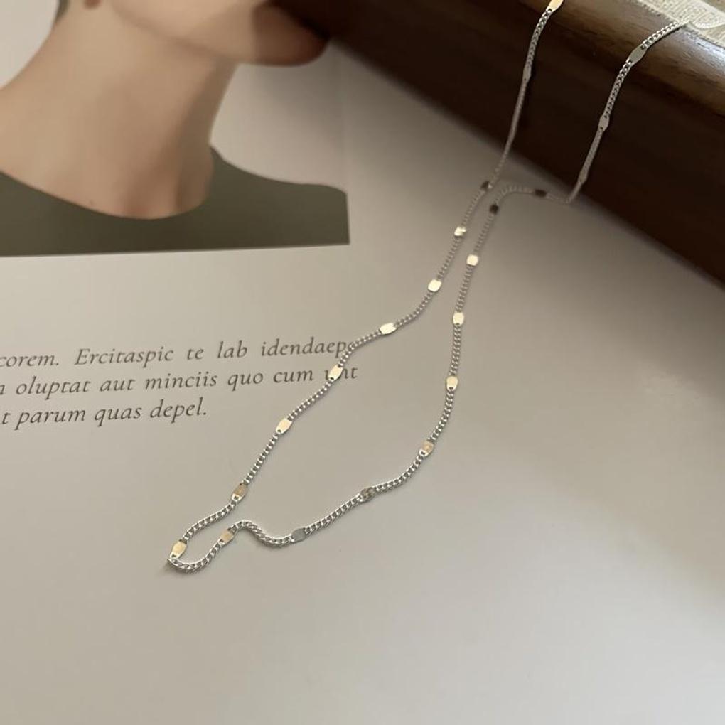 

Women s 925 Silver Simple Small Chain French Necklace Silver