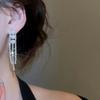Korean Style Rhinestone Geometric Tassel Pearl Earring and Necklace Set with Luxury Clavicle Chain