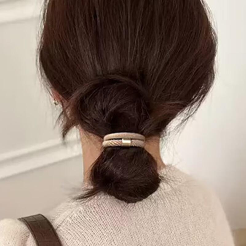Jiaoxuefei Versatile Coffee-Colored Simple Hair Ties, 5-Color Set, Hair Bands for Ponytails, Elastic Hair Bands