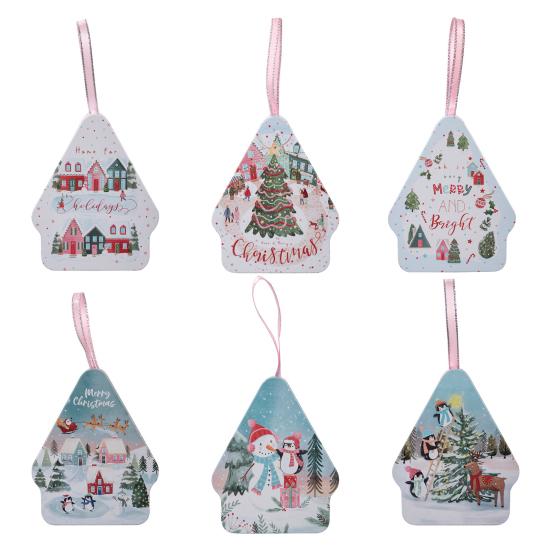 1/6 ks Vánoční krabička na cukroví Úložná nádoba se šňůrkou Snadné zavěšení Organizér na šperky Dekorace na vánoční stromeček