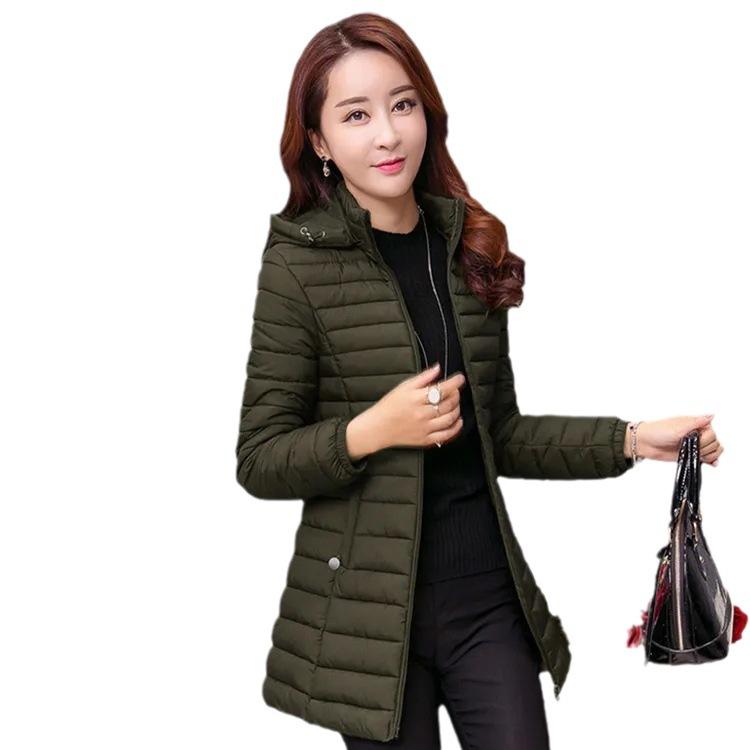 Mom's cotton-padded clothes New cotton-padded clothes Women's medium and long slim and thin large-size cotton-padded jackets Winter middle-aged and e