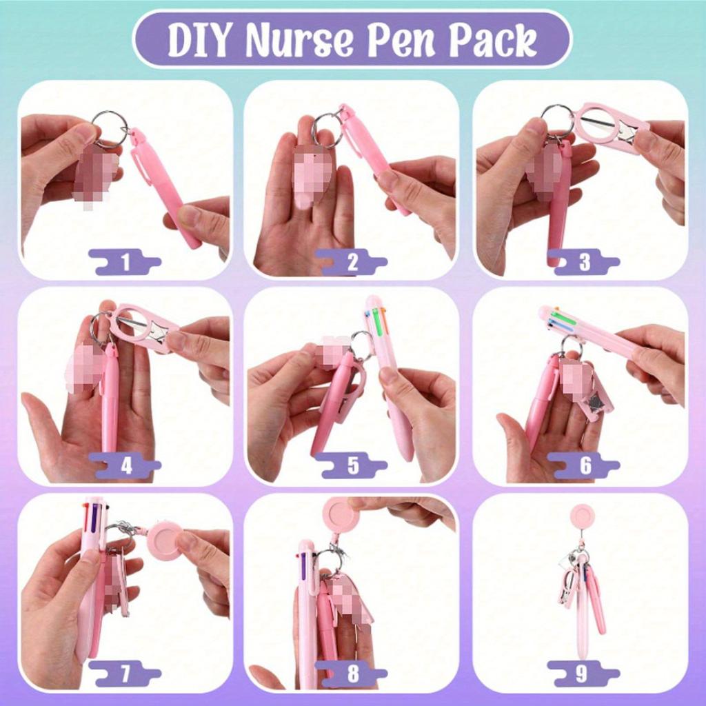 Portable Stationery Set,   Can Cut Gauze, Extendable Zipper Badge Clip