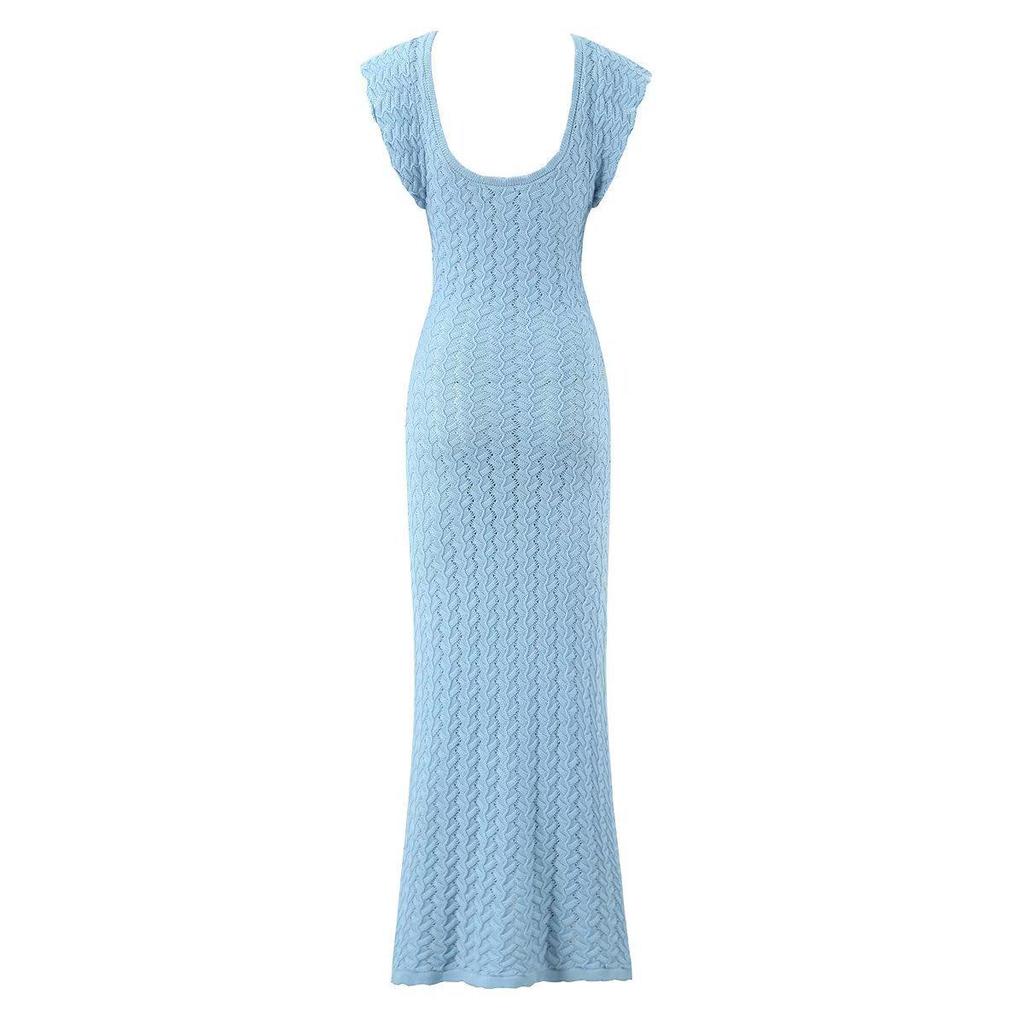 Autumn 2025 European Style Women's V-Neck Retro Crochet Holiday Dress