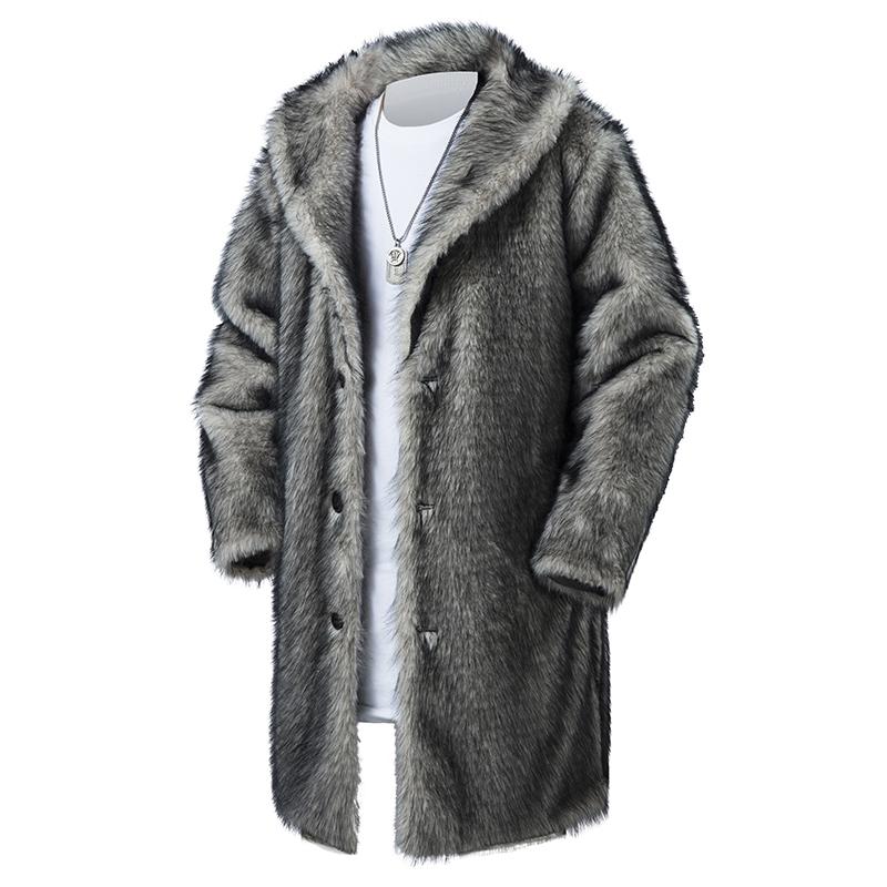 

Fashion Fur Coat Men s Whole Mink Collar Imported Mink Coat S сірий