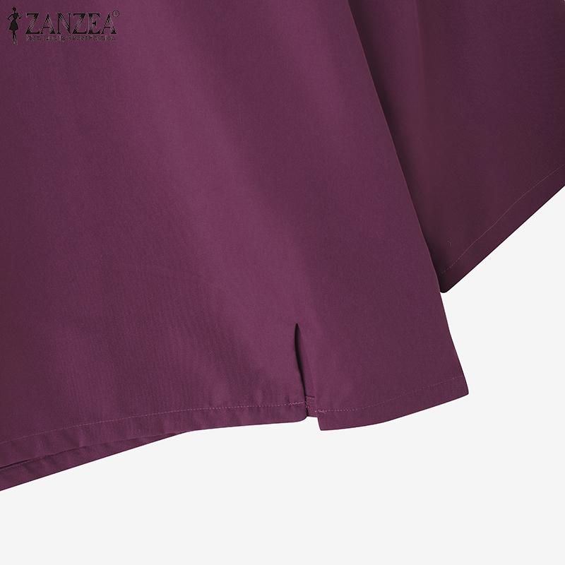 ZANZEA Women Casual O-neck Summer Solid Color 3/4 Sleeve Blouse