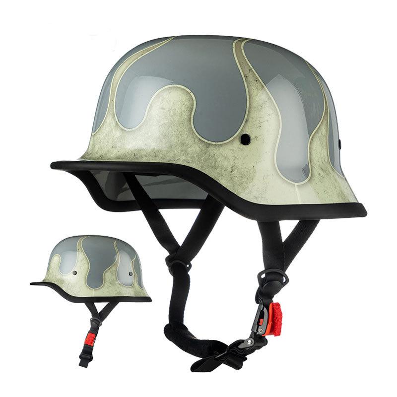 IBK Soldiers Vintage Half Helmets Men And Women Motorcycle Hareid Style Bucket Helmet Cruise Electric Vehicle Helmet