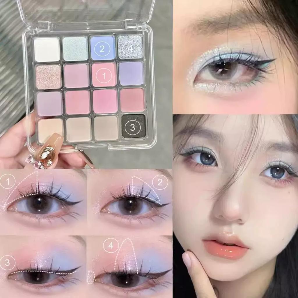 Korean Style Fake No Makeup Nude Makeup 16 Color Makeup Eye Shadow Plate Pink Brown Honeydew New Color Eye Shadow Matte Shimmer Sequin Blush