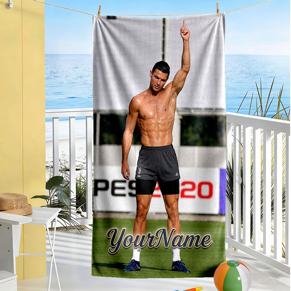 Cristiano Ronaldo Customized Name Beach Towel Super Soft & Absorbent Suitable for Sports Travel Swimming Yoga Bathroom Beach And Pool