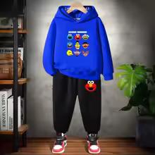 Pink Children Hoodie Black Boys Girls Toddler 3-12 Years Sports Coat Top+Pants Casual Sesame Street ELMO Sweatshirt Set Autumn