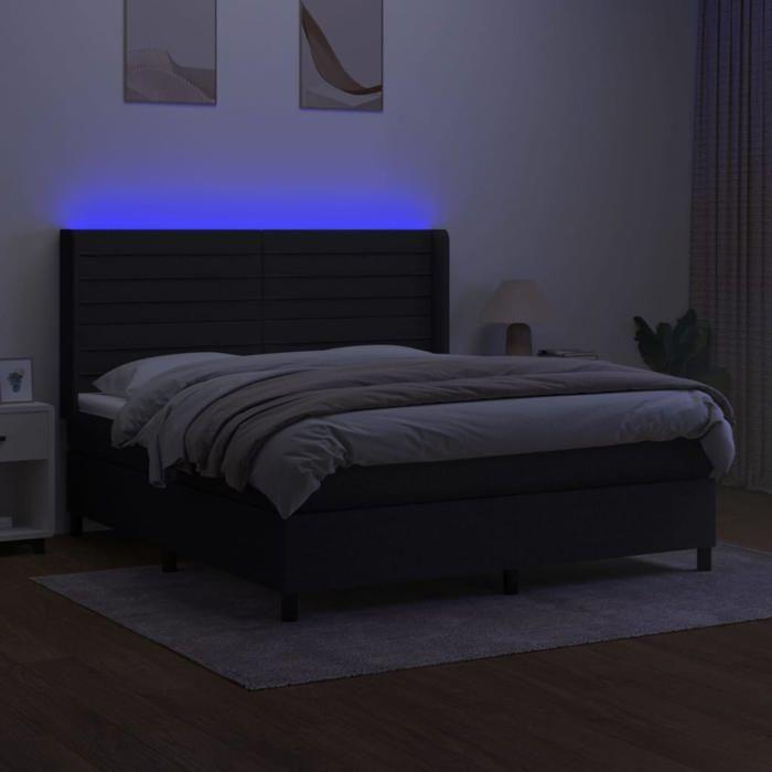 Maison Exclusive - Sommier à lattes de lit matelas et LED Noir 180x200 cm Tissu
