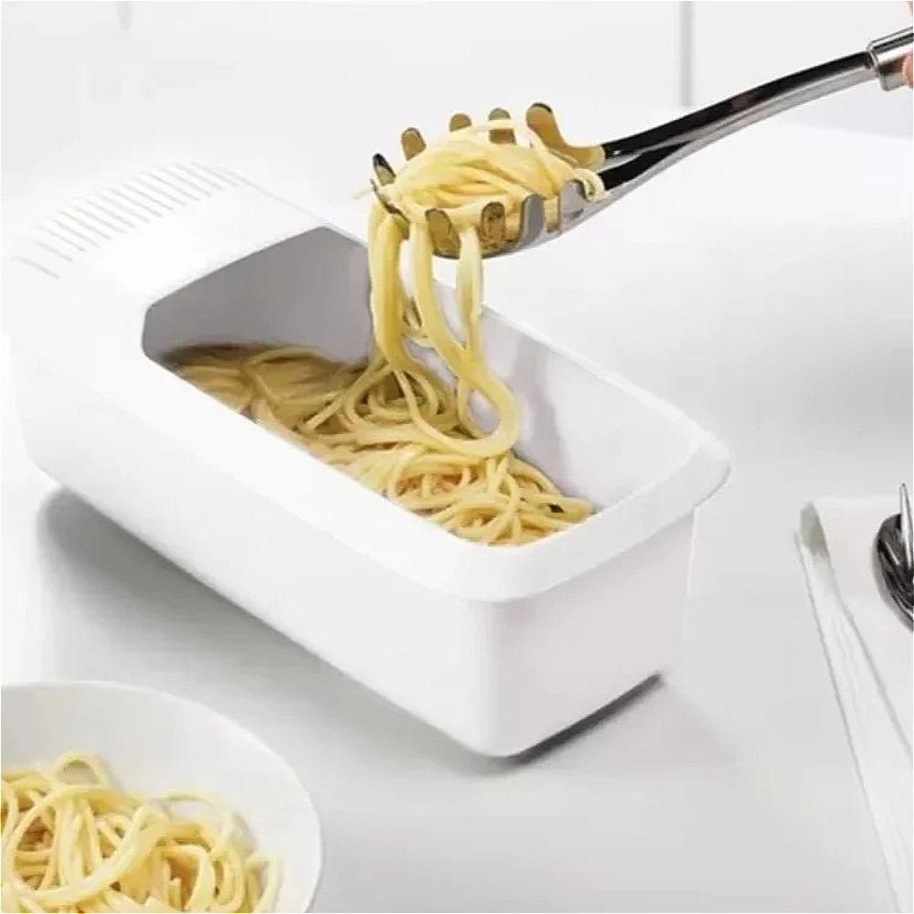 Pasta Box Plastic Reusable Spaghetti Vegetable Steamer Microwave Noodles Pasta Cooker With Strainer Kitchen Accessories