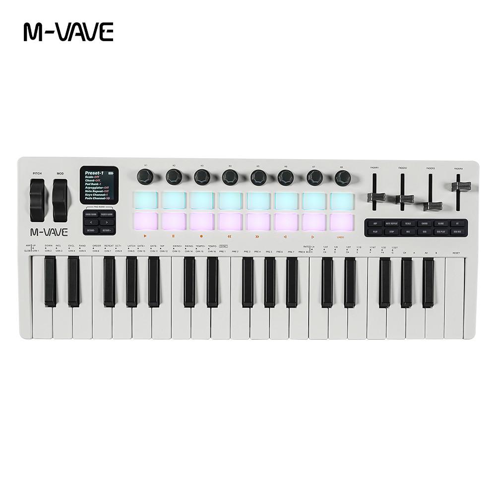 M-VAVE SMK-37 PRO MIDI Keyboard 37 Key Supports Software Operation USB MIDI Controller with 8 Knobs & 16 RGB Pads Keyboard