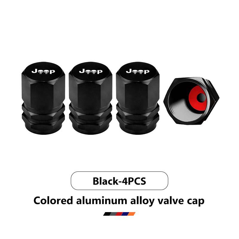 4pcs Car Wheel Tire Valve Cap Stem Cover Auto Accessories For Jeep Grand Cherokee Patriot Renegade Compass Wrangler AMY1