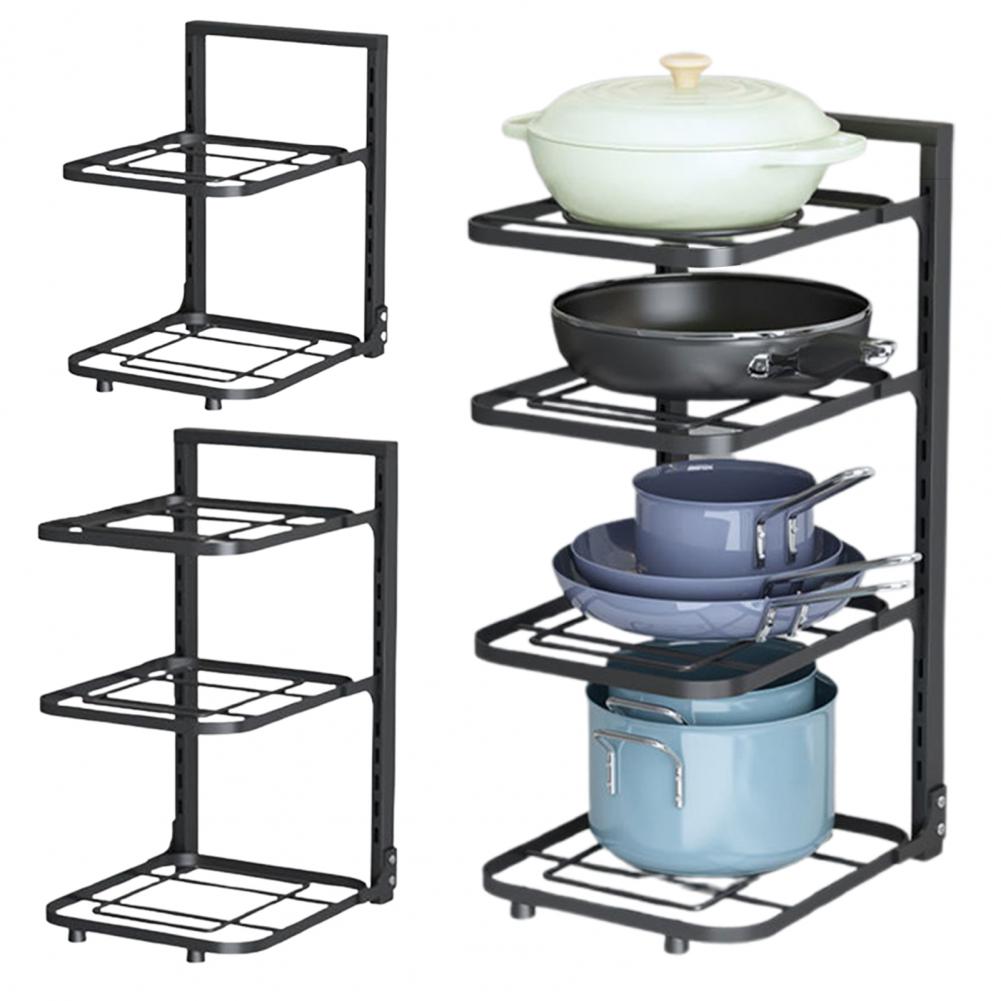 Kitchen Pot Rack Versatile Kitchenware Organizer Adjustable Multi-layer Pot Storage Rack with Strong Load-bearing for Under-sink