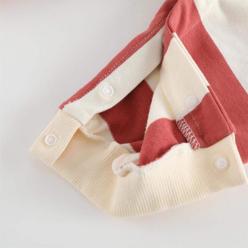 Spring Baby Romper: Yarn-Dyed Striped Cotton Bodysuit for Boys & Girls
