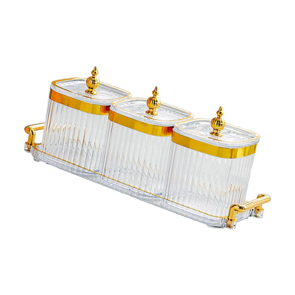 Condiment Jar with Tray and Lid Storage Container Seasoning Jar Divided Seasoning Box for Party Salt Nuts Dish Cruet Pepper