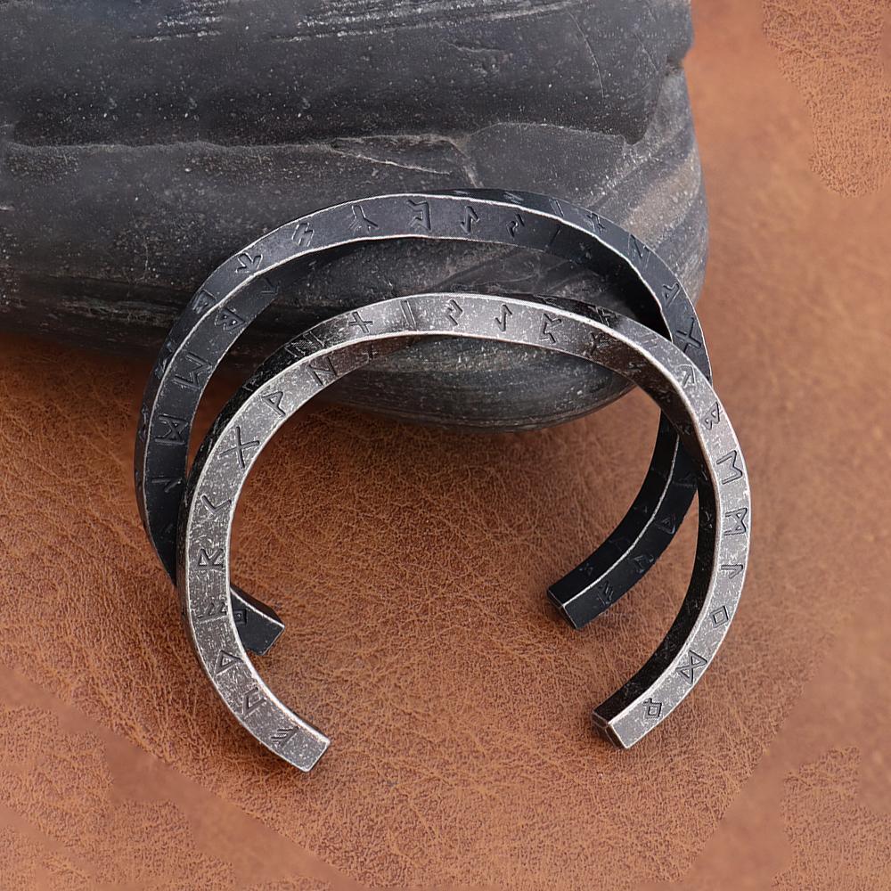 Trendy Simple Nordic Letter Bracelet for Men Women Stainless Steel Adjustable Viking Rune Mobius Twist Cuff Bangles Jewelry Gift