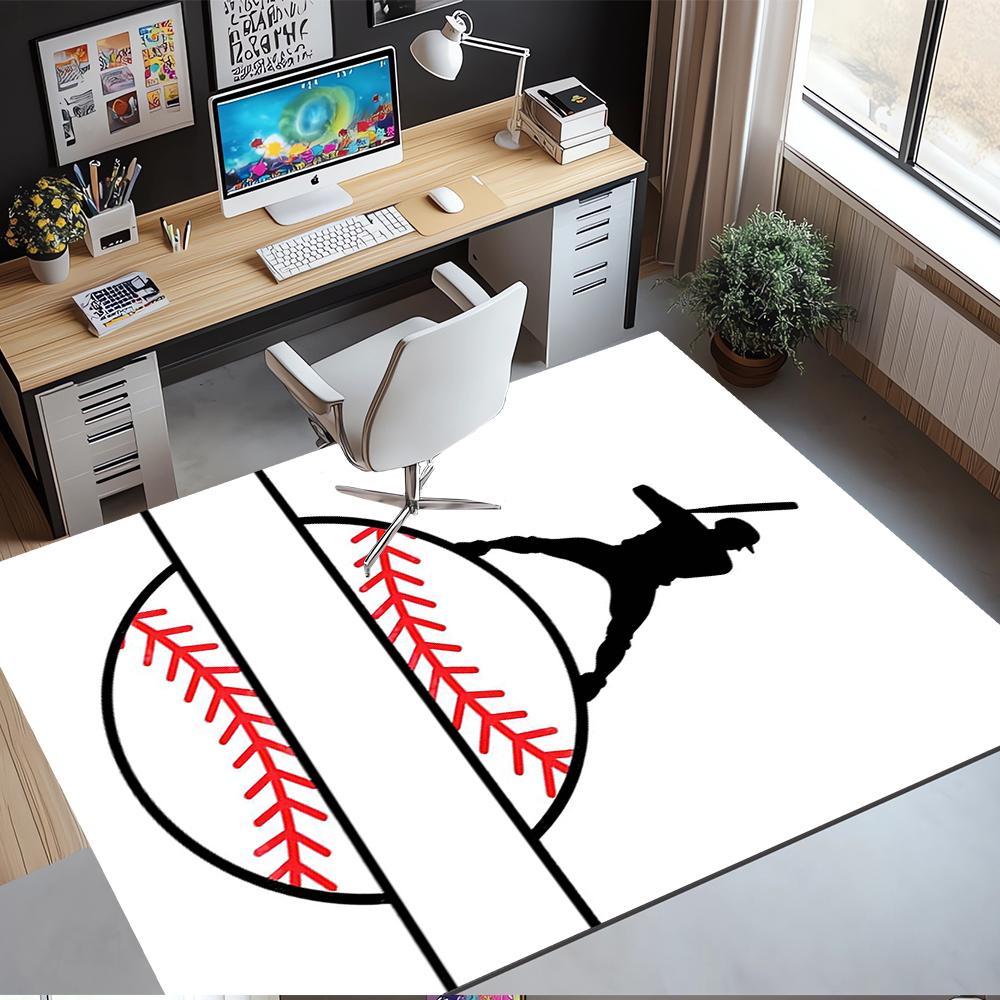 Baseball Printed Carpet,Rug,for Office Chair Living Room Bedroom Kitchen Room Decor Gifts.