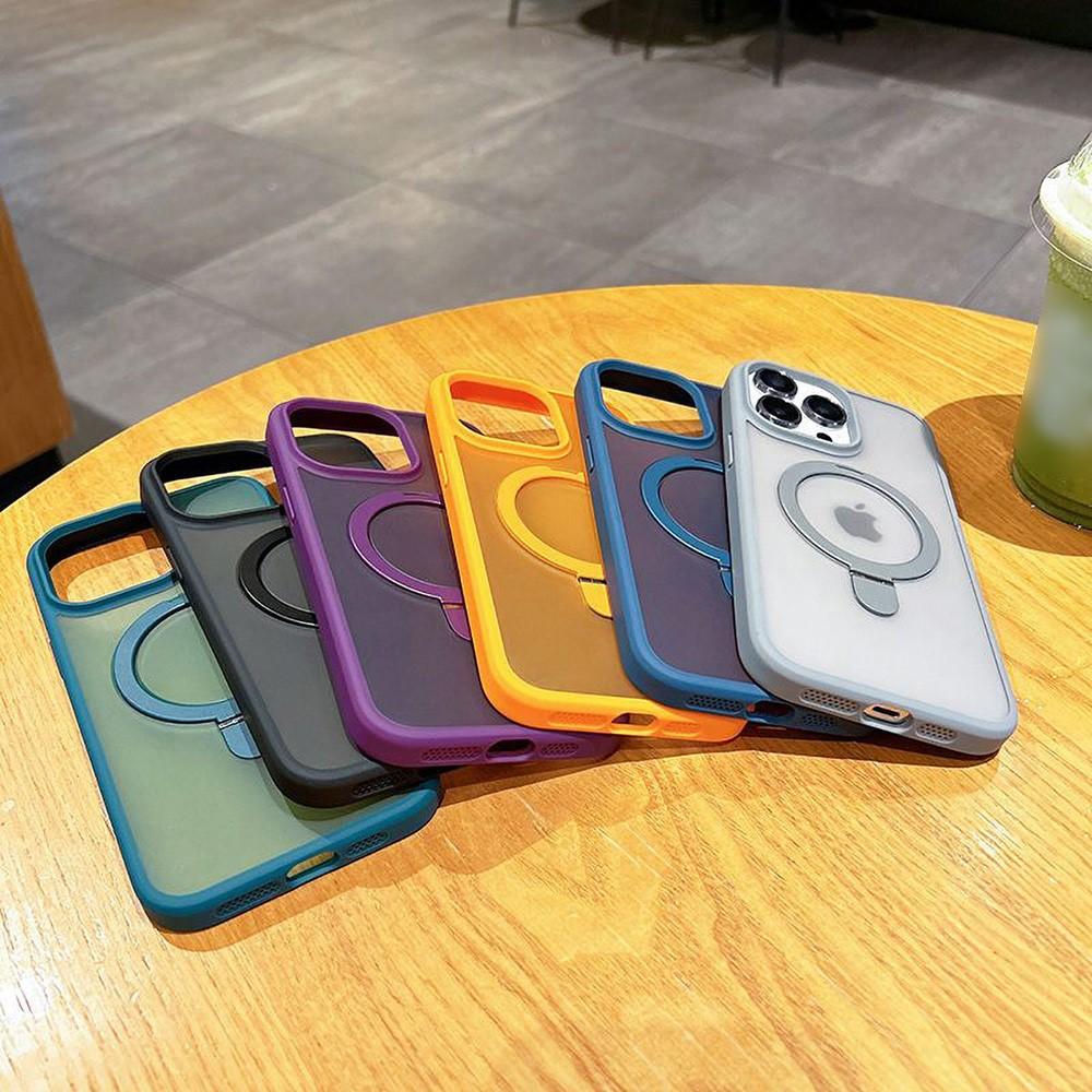 Matte Ring Holder Glass Lens Phone Case For iPhone 16 15 14 13 12 11 ProMax Plus For Magsafe Wireless Magnetic Hard Bumper Cover