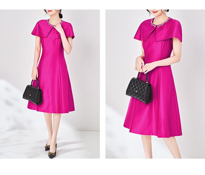 Elegant Sleeveless Cape Dress with Nail Diamond Detailing