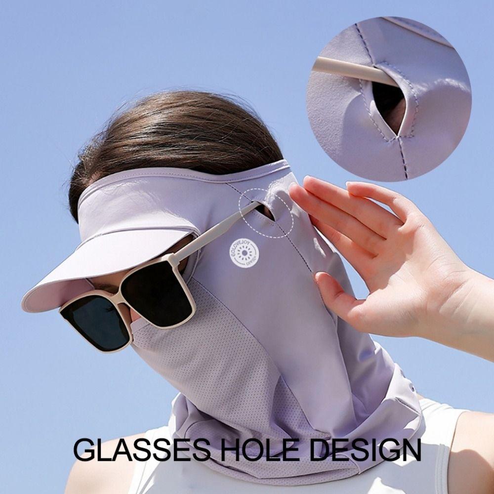 Trendy UPF50+ Sun Protection Mask Breathable Full Face Anti-UV Neck Scarf Ice Silk Neck Protection Sunshade Face Mask Summer