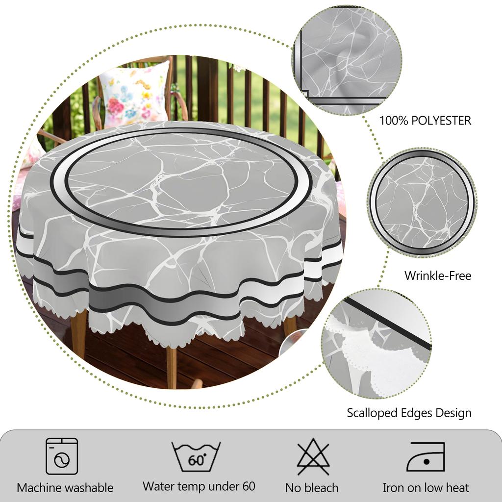 1 Piece Marble-Themed Round And Rectangular Tablecloth, Various Sizes, Gradient Crack Pattern Printing Design, Spring And Summer, Tablecloth For Kitch