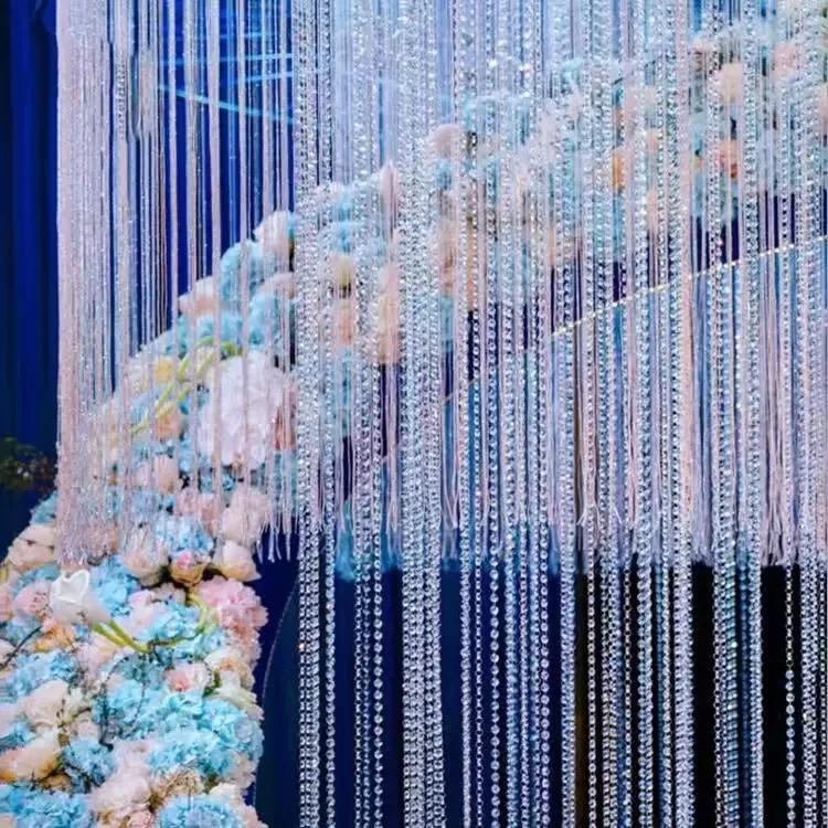 1M/3M Transparent Acrylic Crystal Window Christmas Party Decoration Garland Curtain Pendant Romantic Wedding Decoration