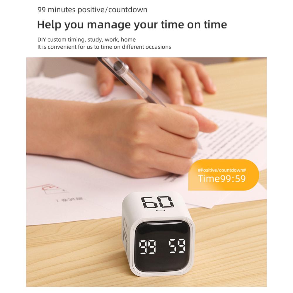 Portable   Timer Gravity Sensor Rotating Timer Count Up/Down Function Clock 5/10/30/60 Minutes and Custom with LED Screen Vibrate and Sound Alarm S