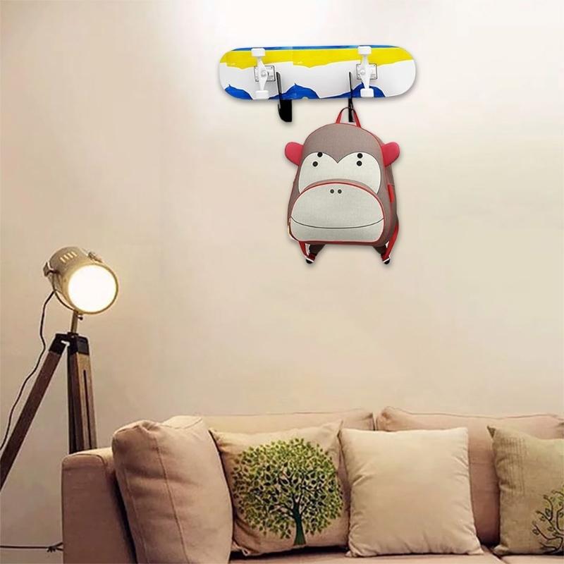 Sturdy Acrylics Skateboard Holder Wall Mounted Shelf with Accessory Hooks Portable for Home Organization Daily Use
