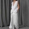 Vest Suit European and American Spring and Summer Temperament Casual and Comfortable V-neck Vest Straight Pants Suit