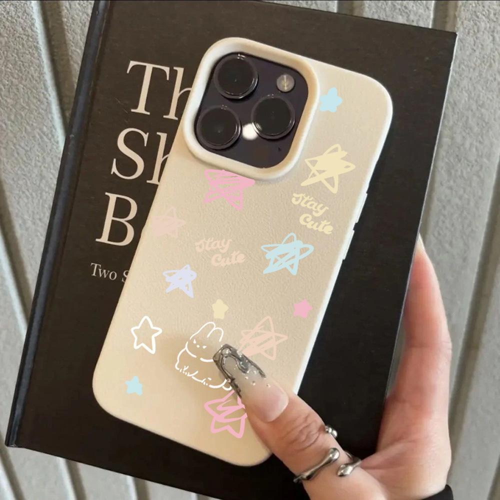 HOT Colorful Star Wings Dots Lichee leather pattern Phone Case For iPhone 17 16e 16 15 14 13 12 11 Air Pro Max Plus X XR XSMax