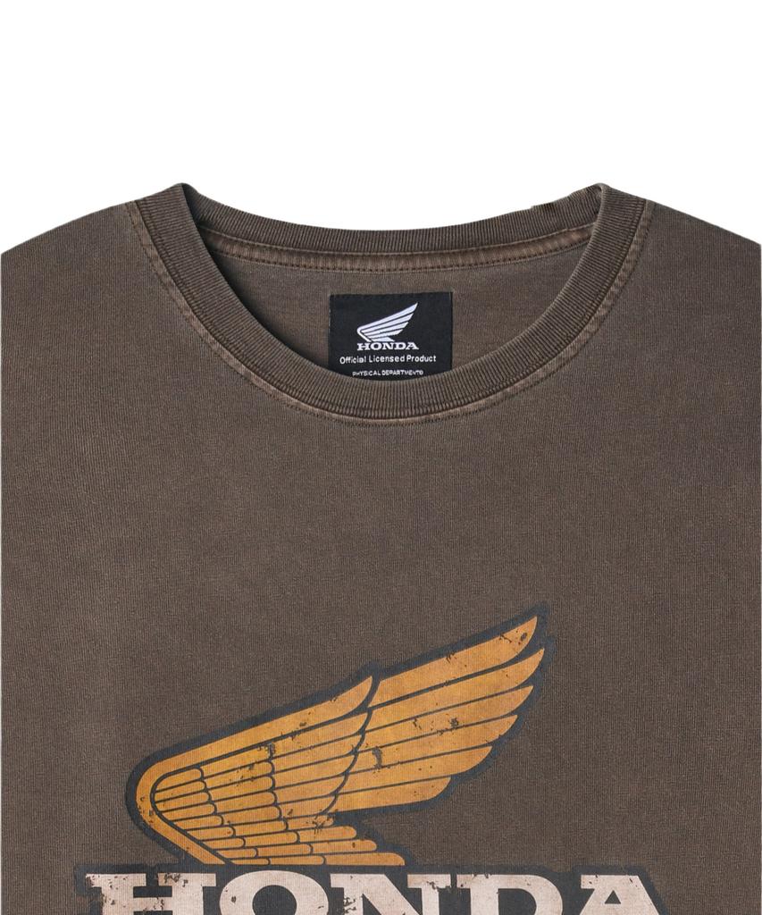 PHYPS MOTORCYCLE Pigment Old Logo Single Half T-Shirts Brown