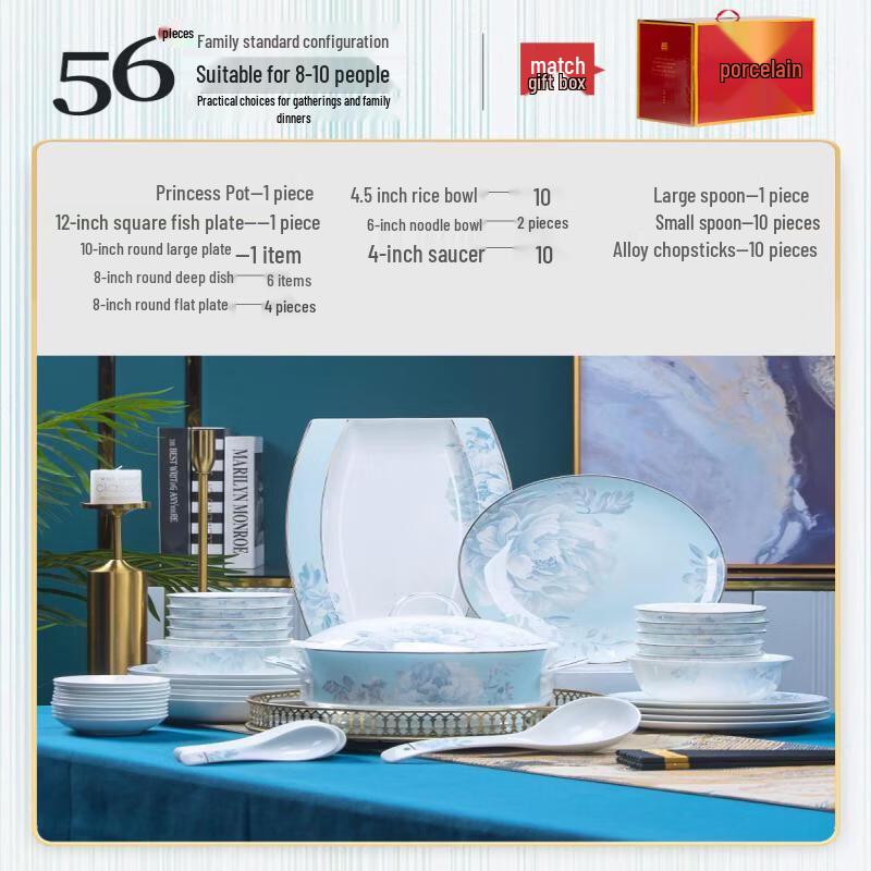 

Premium Ceramic Dinnerware Set - 56-Piece
