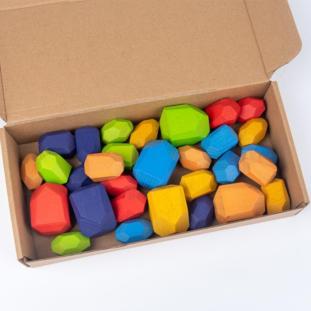 Wooden children's Nordic ins wind colored stone stacking music boys and girls indoor ornaments early education educational toys