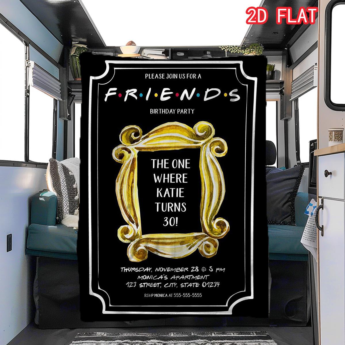 

Friends TV Show Going Away Party Flannel Blanket, Central Perk Black Design Cozy Throw 80cm x 120cm
