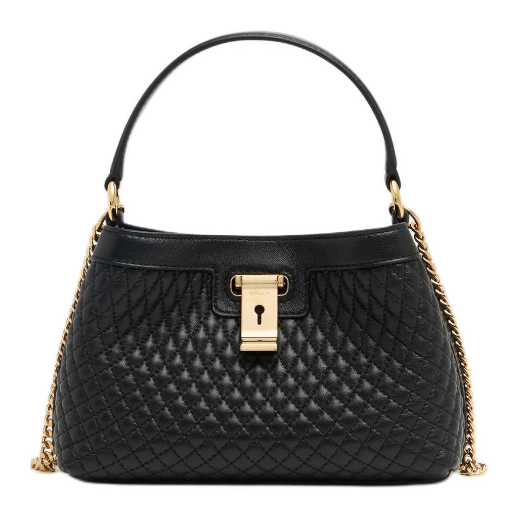 Bally Lock Me Mini Handbag Women handbags Black Gold 6313798