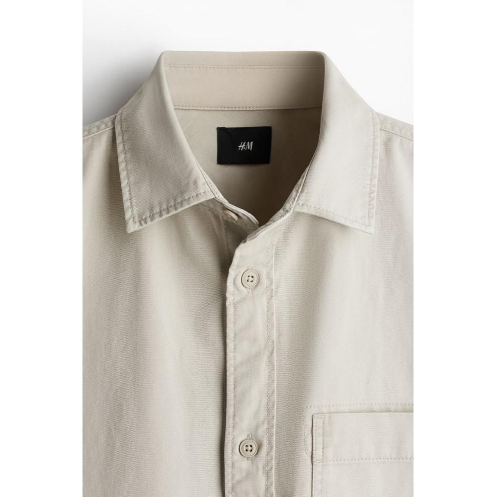 H M Twill oversHirt Regular Fit ligHt Beige