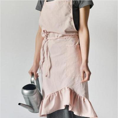 1 X Modern Linen Frill Apron (random Color)